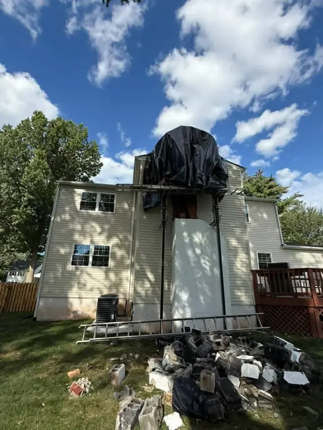 Storm Damage Roof Repair in Warminster, PA — Nor'easter Blow-Off on a Split-Level — documentation photo 1
