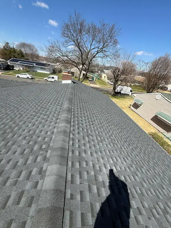 Freshly installed asphalt shingle roof by Right Deal Roofing & Chimney in Bucks County PA